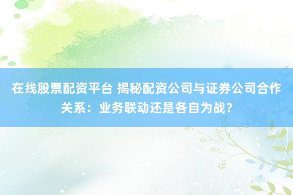在线股票配资平台 揭秘配资公司与证券公司合作关系：业务联动还是各自为战？