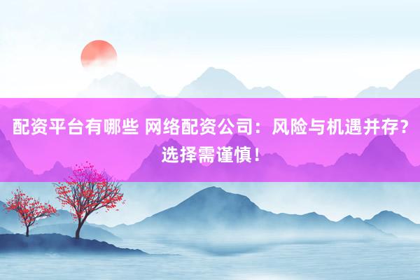 配资平台有哪些 网络配资公司：风险与机遇并存？选择需谨慎！