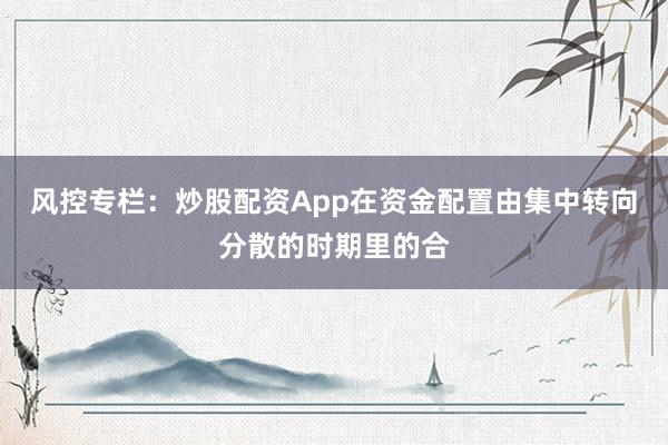 风控专栏：炒股配资App在资金配置由集中转向分散的时期里的合
