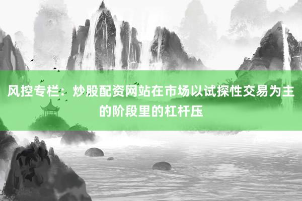 风控专栏：炒股配资网站在市场以试探性交易为主的阶段里的杠杆压