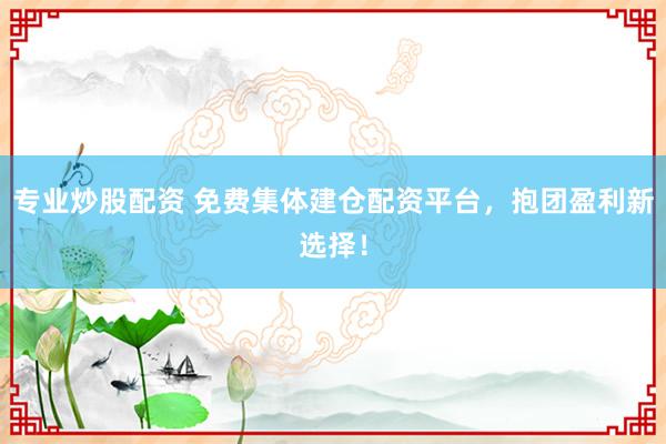 专业炒股配资 免费集体建仓配资平台，抱团盈利新选择！